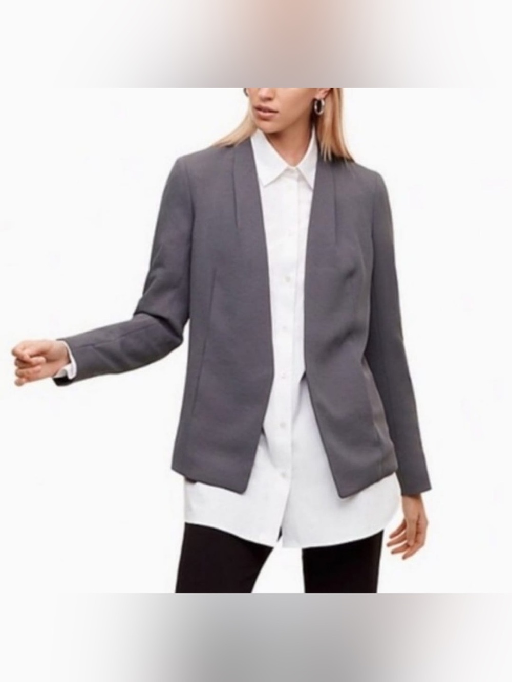 Babaton Charcoal Gray Open-Front Blazer